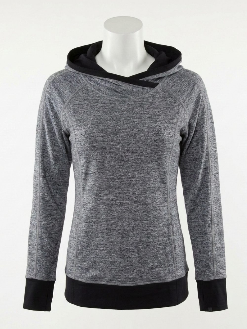 Lululemon Think Fast Hoodie athletica Gray Black Cowl Neck Sweater Size 10 - Picture 1 of 6